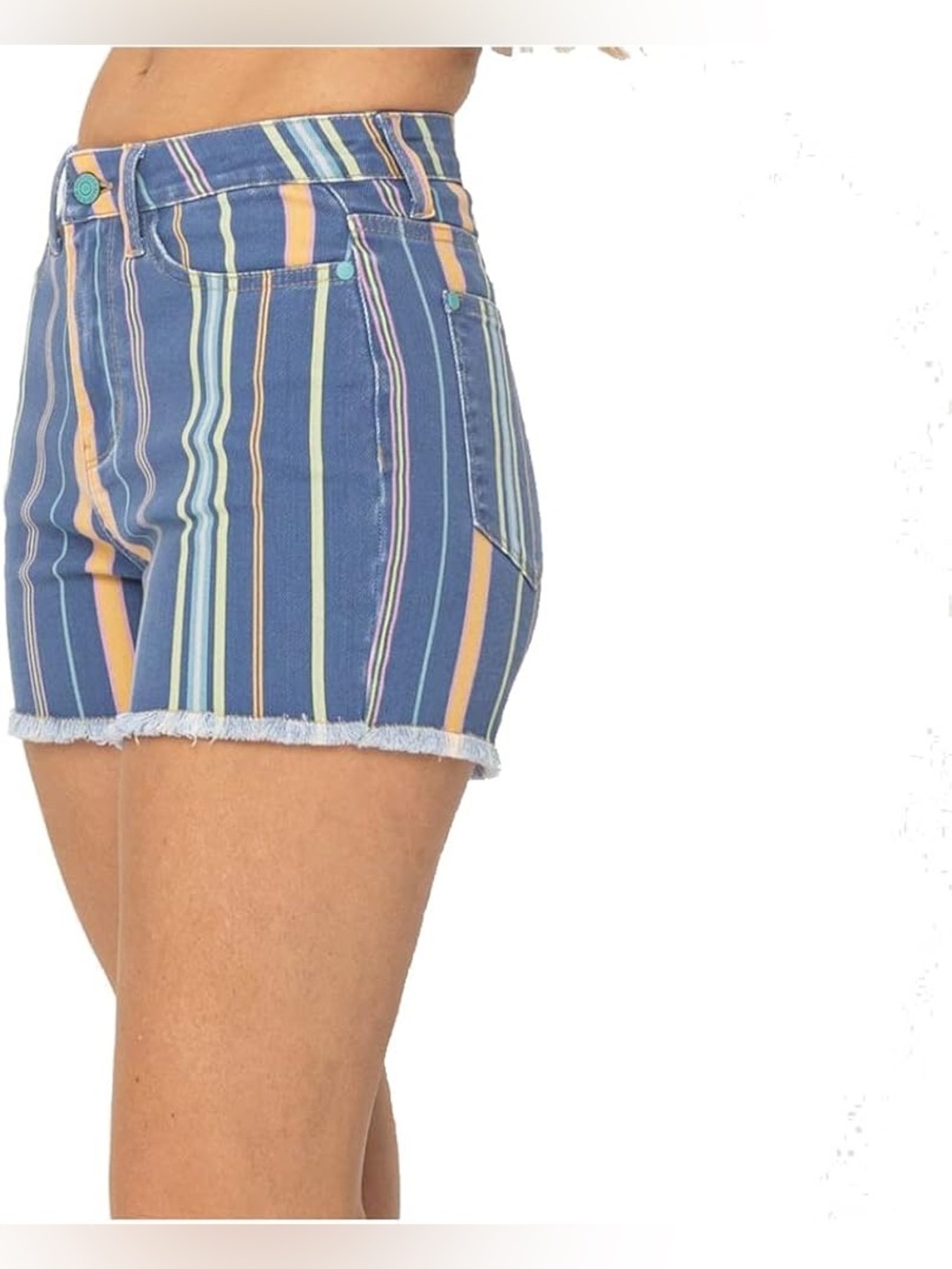 NWT Judy Blue Multicolor Striped High Waist Denim Shorts Small summer comfy